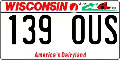 WI license plate 139OUS