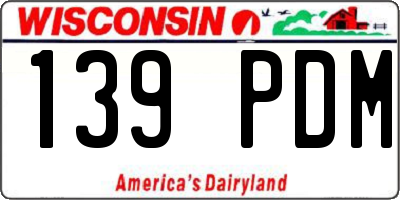 WI license plate 139PDM