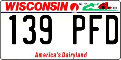 WI license plate 139PFD