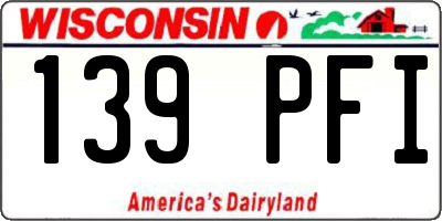 WI license plate 139PFI
