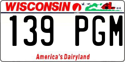 WI license plate 139PGM