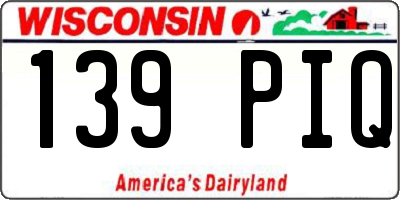 WI license plate 139PIQ