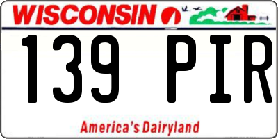 WI license plate 139PIR