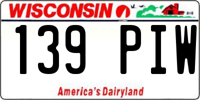 WI license plate 139PIW