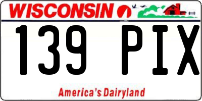 WI license plate 139PIX