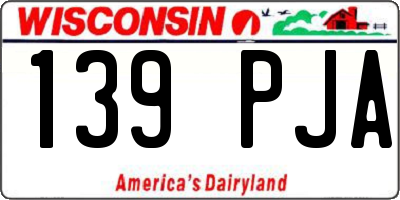 WI license plate 139PJA