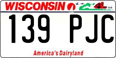 WI license plate 139PJC