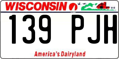 WI license plate 139PJH