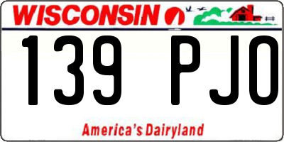 WI license plate 139PJO