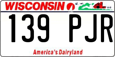 WI license plate 139PJR