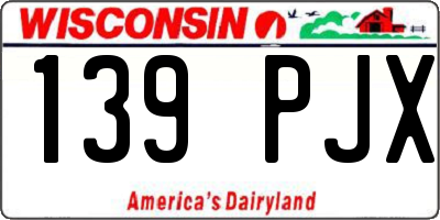 WI license plate 139PJX