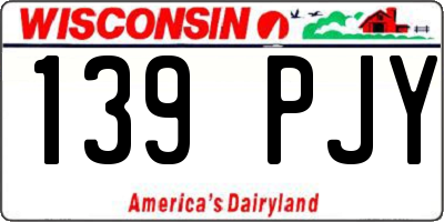 WI license plate 139PJY