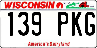WI license plate 139PKG