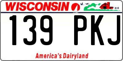 WI license plate 139PKJ
