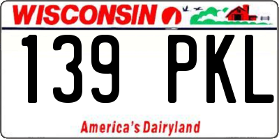 WI license plate 139PKL