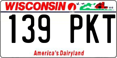 WI license plate 139PKT