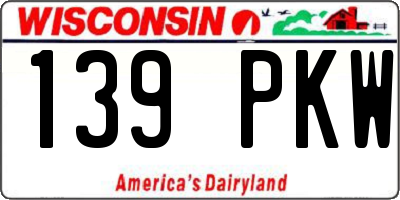 WI license plate 139PKW