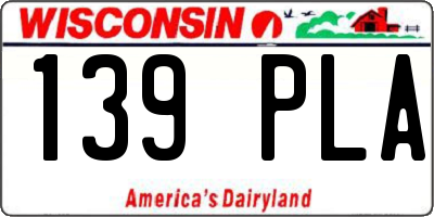 WI license plate 139PLA