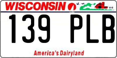 WI license plate 139PLB