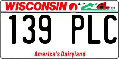 WI license plate 139PLC