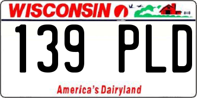 WI license plate 139PLD