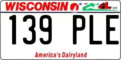 WI license plate 139PLE