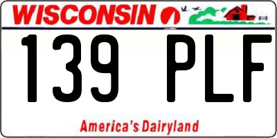 WI license plate 139PLF