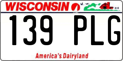 WI license plate 139PLG