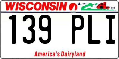 WI license plate 139PLI