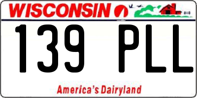 WI license plate 139PLL