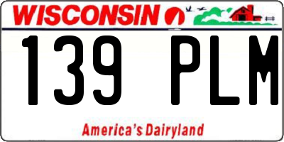 WI license plate 139PLM