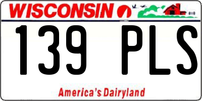 WI license plate 139PLS