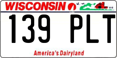 WI license plate 139PLT