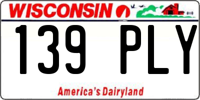 WI license plate 139PLY