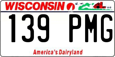 WI license plate 139PMG