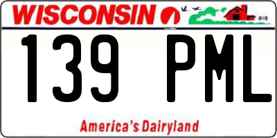 WI license plate 139PML