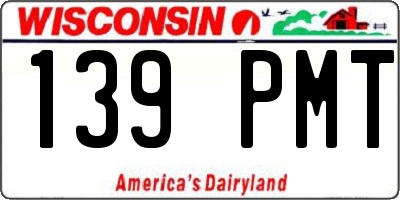 WI license plate 139PMT