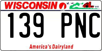 WI license plate 139PNC