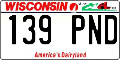 WI license plate 139PND