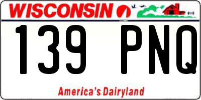 WI license plate 139PNQ