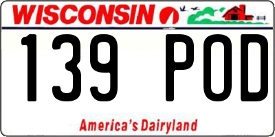 WI license plate 139POD