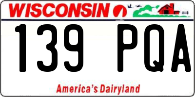 WI license plate 139PQA