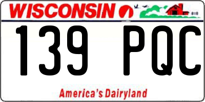 WI license plate 139PQC