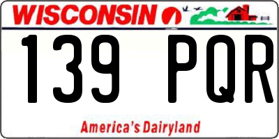 WI license plate 139PQR