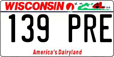 WI license plate 139PRE