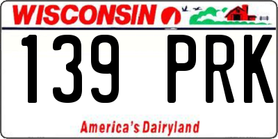 WI license plate 139PRK