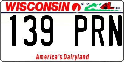 WI license plate 139PRN