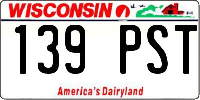 WI license plate 139PST