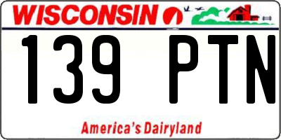 WI license plate 139PTN