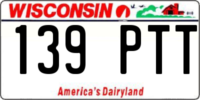 WI license plate 139PTT